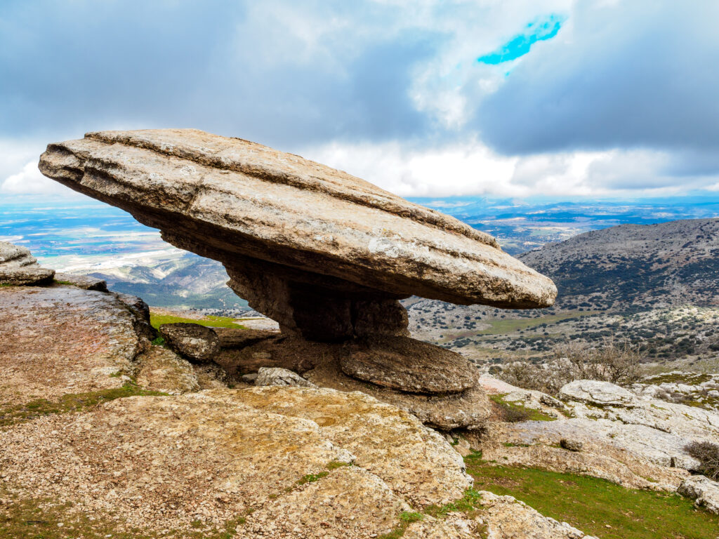 Unique karst limestone rock formations in El Torcal de Antequera nature reserve, Andalusia, Spain.